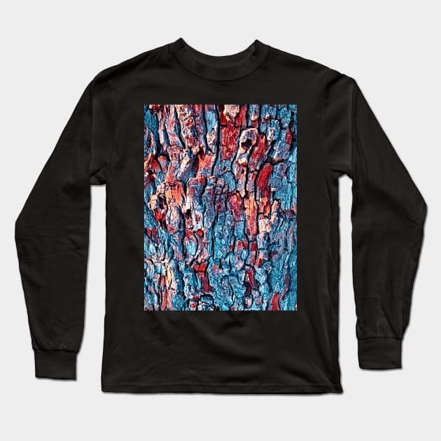 Textured Bark Turquoise & Rust Long Sleeve T-Shirt by LuvbuzzArt